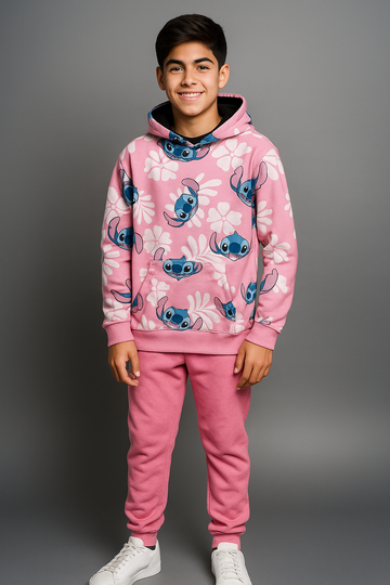 Kids Printed Hoodie & Jogger Set – Pink