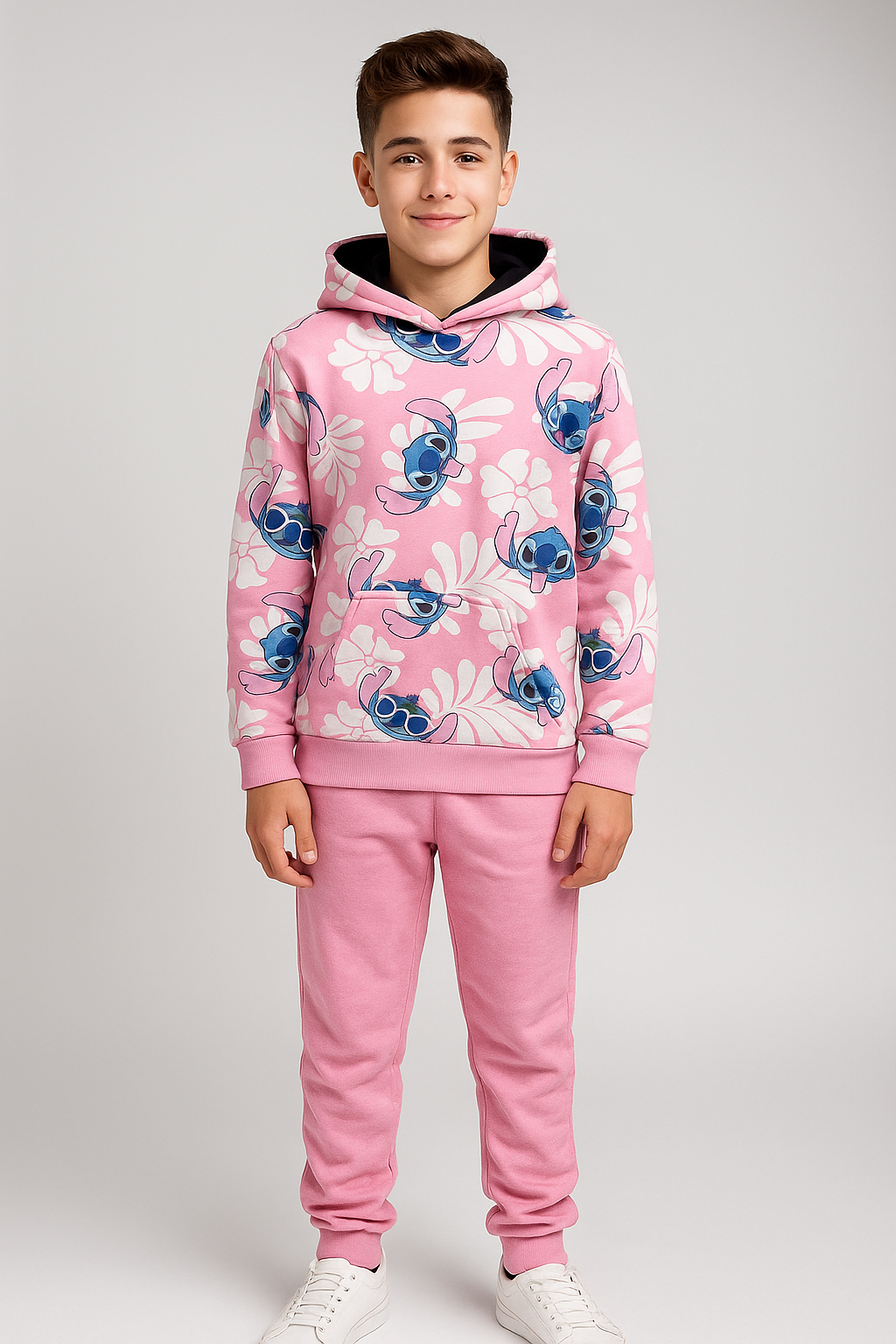 Kids Printed Hoodie & Jogger Set – Pink