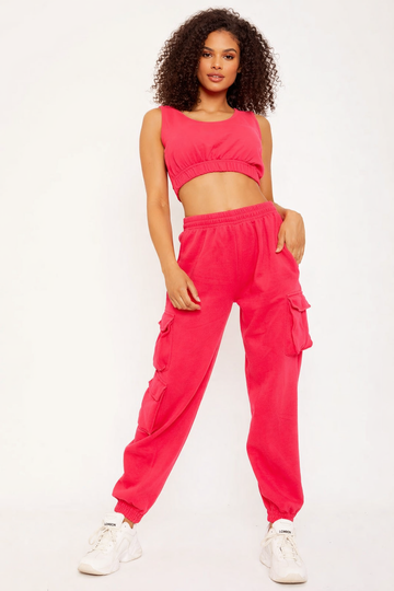 Fleeced Crop Top & Cargo Jogger Co-ord