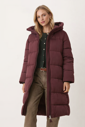 Hooded long line puffer jacket