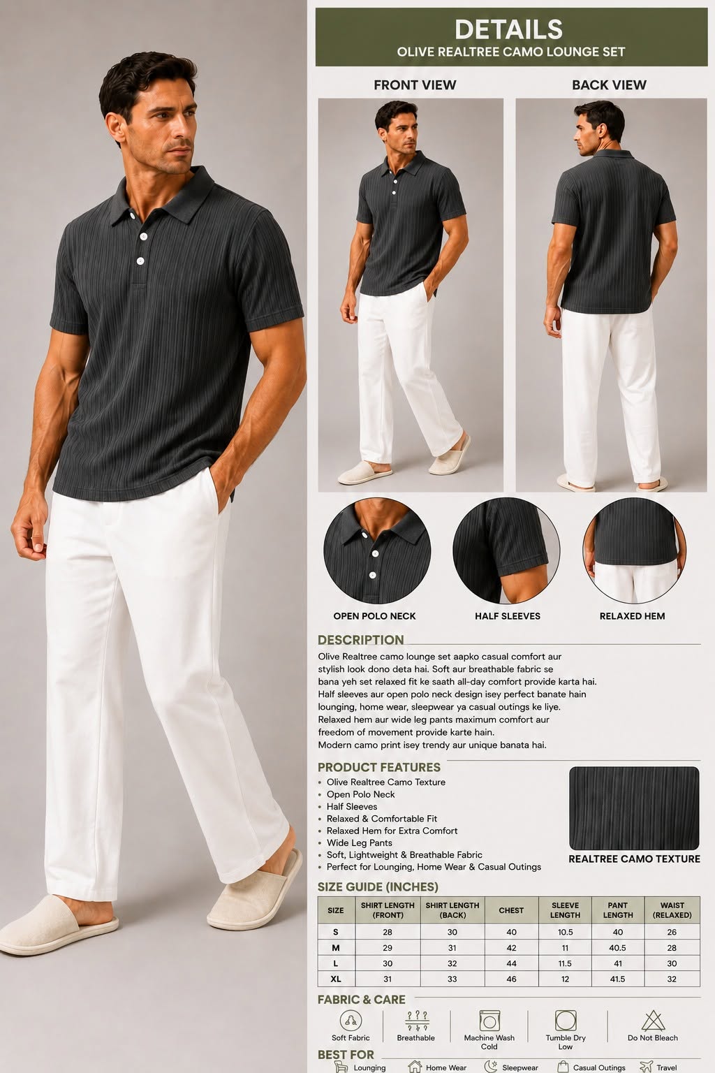 Premium Men's Ribbed Polo T-Shirt in classic Black