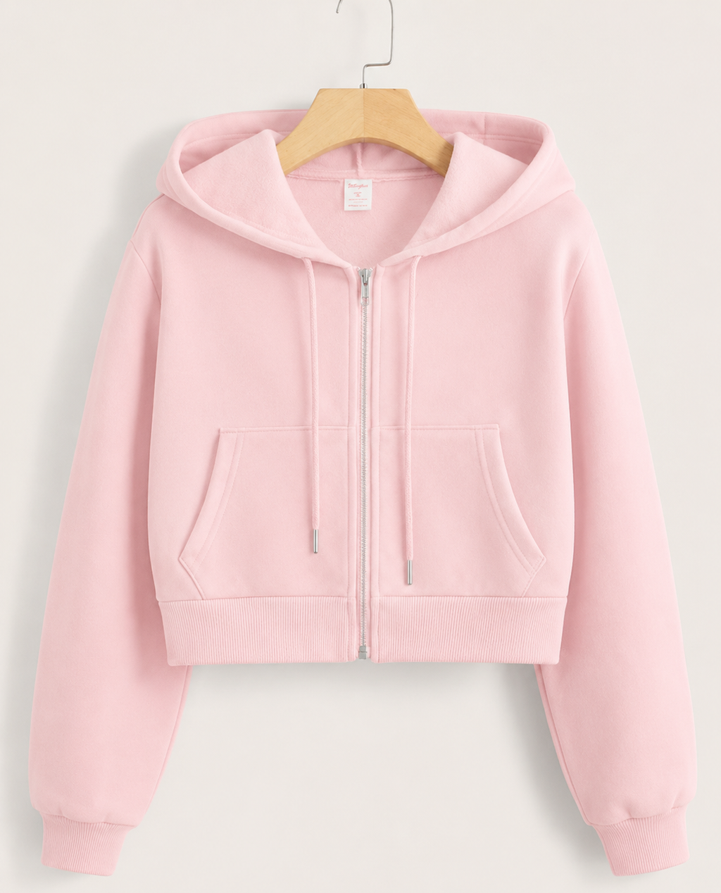 Women's Cropped Zip-Up Hoodie – Soft Fleece Casual Hooded Sweatshirt