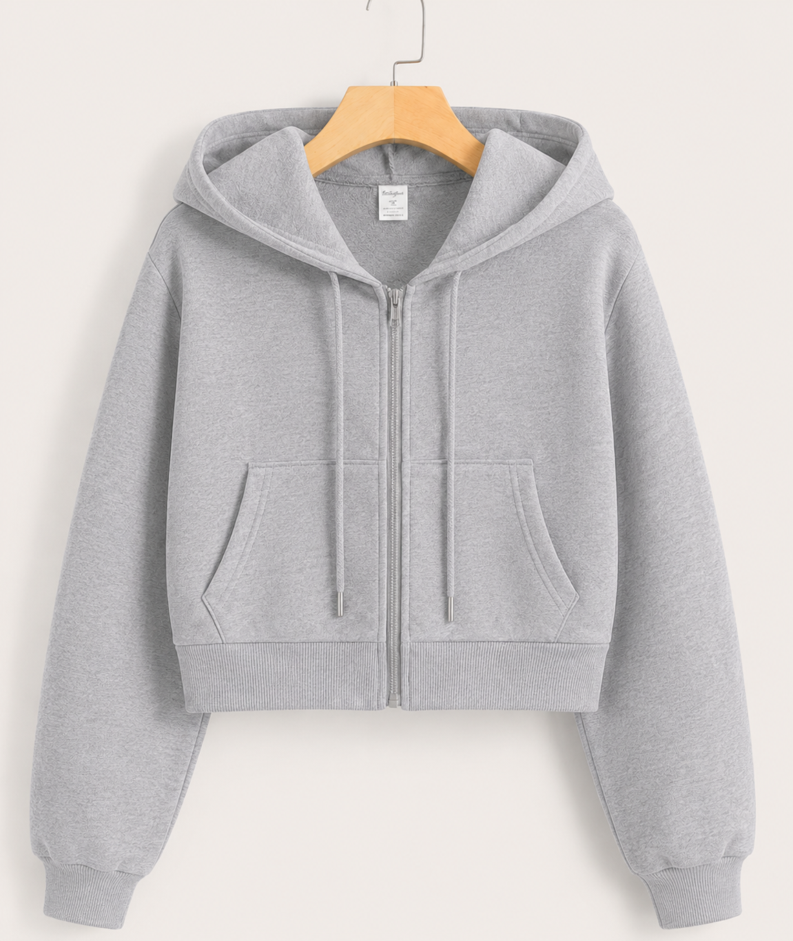 Women's Cropped Zip-Up Hoodie – Soft Fleece Casual Hooded Sweatshirt