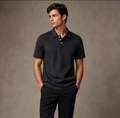 Premium Men's Ribbed Polo T-Shirt in classic Black