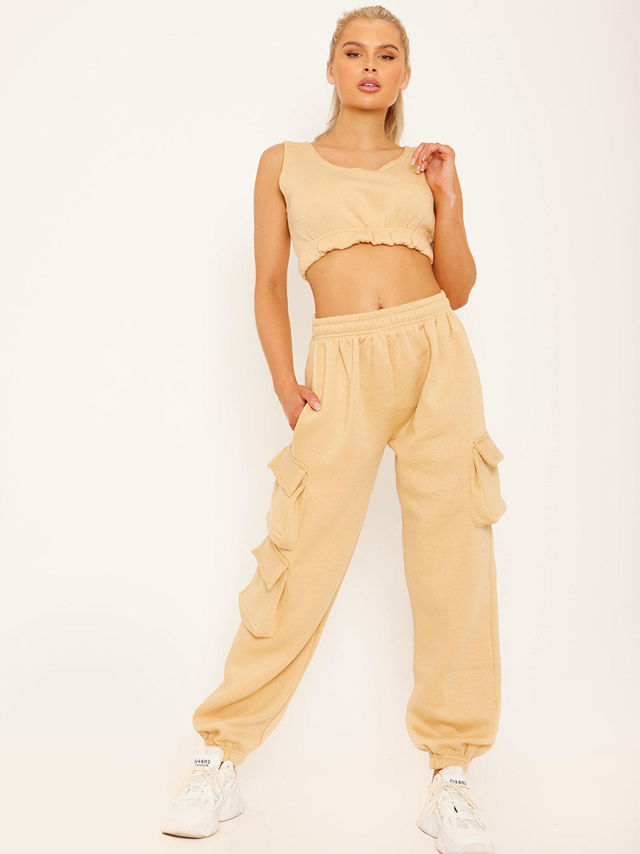 Fleeced Crop Top & Cargo Jogger Co-ord